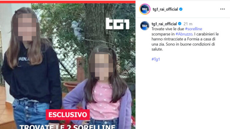 Ritrovate le sorelle scomparse, erano a casa dello zio a Formia