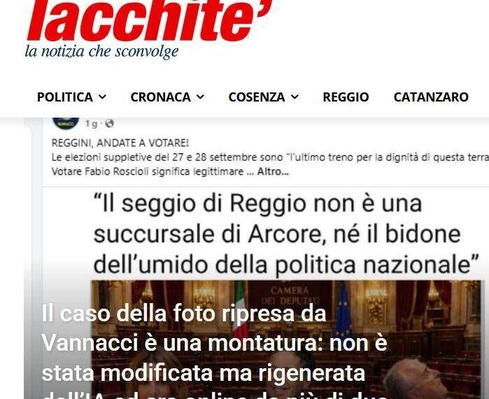 Siracusano-Vannacci, il blog Iacchite’ chiarisce: “La foto non è stata realizzata da noi, ma dall’IA”